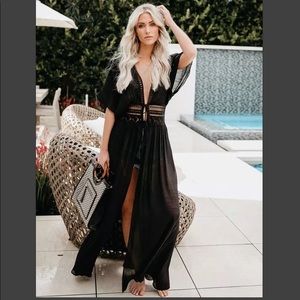 Sexy Black Lace Trim V-neckline With Double Tie Lace Trim Waist